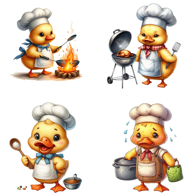 Kitchen Appliances Design - Cartoon Duck Chef Self-Adhesive Wall Decal