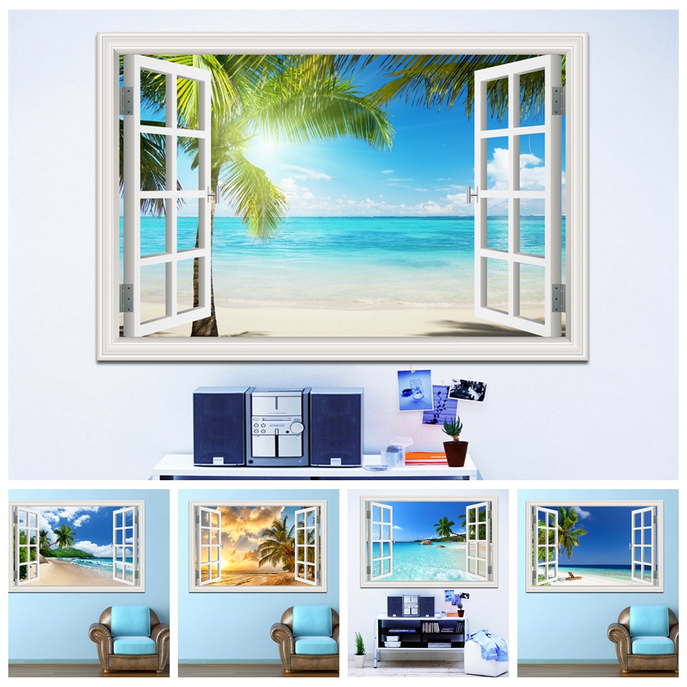 3D Beach Window View Wall Stic - Kitchen Appliances Design recensione e prezzo