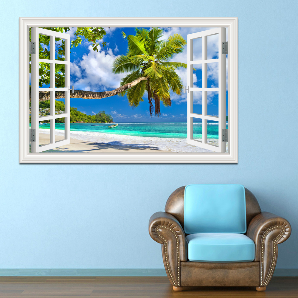 3D Beach Window View Wall Stic - Kitchen Appliances Design recensione e prezzo