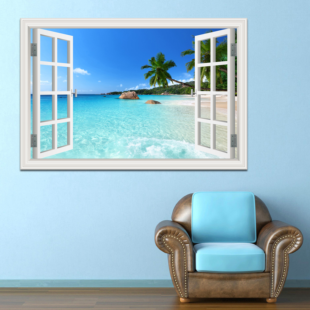 3D Beach Window View Wall Stic - Kitchen Appliances Design recensione e prezzo